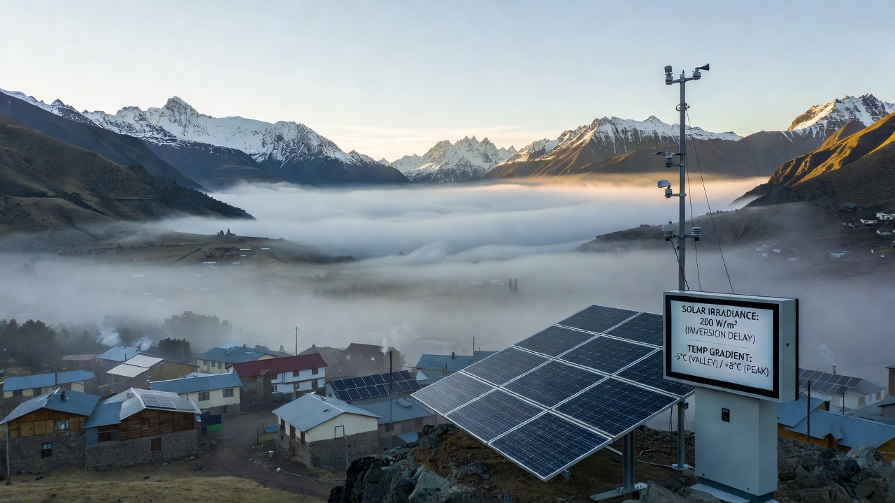 Uncovering How Temperature Inversions Alter Daily Solar Production Cycles in High Mountain Communities